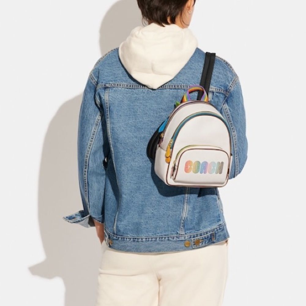 Coach Mini Court Backpack With Rainbow Coach Logo New With Tags - Picture 3 of 15